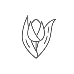 Tulip flower editable outline icon - pixel perfect symbol of spring plant in thin line art style isolated on white background.