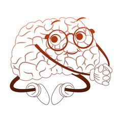 Fototapeta premium Funny brain cartoon vector illustration graphic design