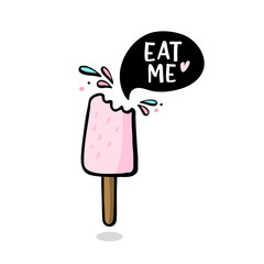 Hand drawn illustration of ice cream with speech bubble