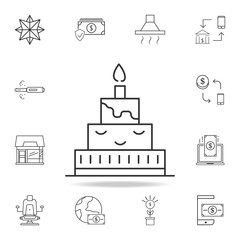 Fototapeta na wymiar cake with a candle icon. Detailed set of web icons and signs. Premium graphic design. One of the collection icons for websites, web design, mobile app