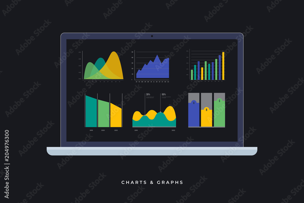 Canvas Prints laptop image with infographic elements on screen. timeline infographics, design vector and diagrams.