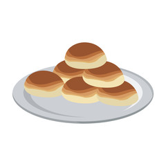 Fresh breads on dish vector illustration graphic design