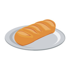 Fresh bread on dish vector illustration graphic design