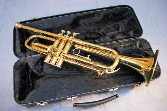 Trumpet on a black case