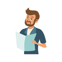 Young man cartoon with casual clothes vector illustration graphic design