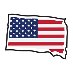 Isolated map of the state of South Dakota