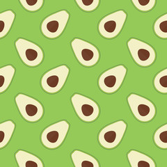 Seamless pattern with avocado on a green background.
