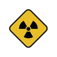 Vector illustration. Radioactive hazard. Square sign of radioactivity. Safe sign.