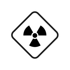 Vector illustration. Radioactive hazard. Square outline sign of radioactivity. Safe sign.