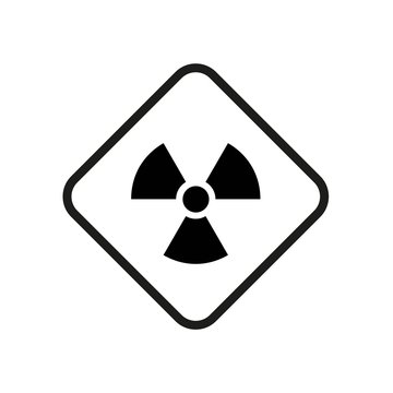 Vector illustration. Radioactive hazard. Square outline sign of radioactivity. Safe sign.