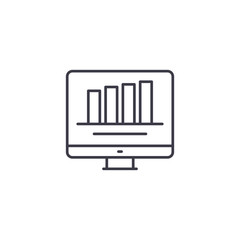 Bar chart linear icon concept. Bar chart line vector sign, symbol, illustration.