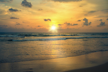 Fototapeta premium Sunset on the shores of the Indian Ocean, Bentota, Sri Lanka