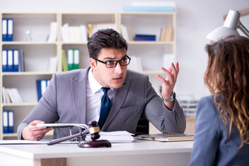 Lawyer discussing legal case with client