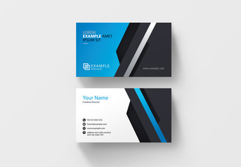Blue and Dark Gray Business Card Layout