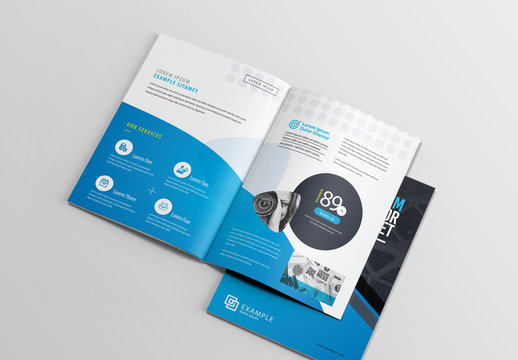 Blue and Dark Gray Brochure Layout