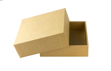 Box of cardboard on white background. Brown box of cardboard isolated on white background.