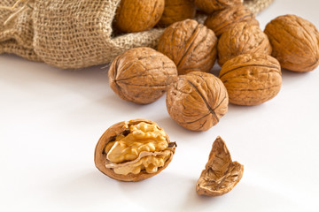 walnut over white background