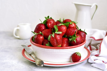 Heap of fresh ripe organic strawberry.
