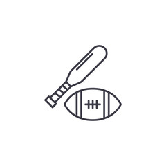 Bat american football linear icon concept. Bat american football line vector sign, symbol, illustration.