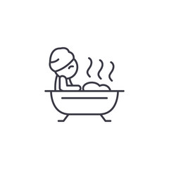 Bath relaxation linear icon concept. Bath relaxation line vector sign, symbol, illustration.