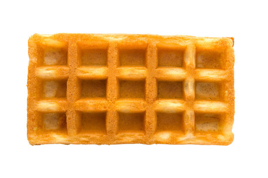 Soft waffles with a filling. Wafers with cream filling on white background. Top view.