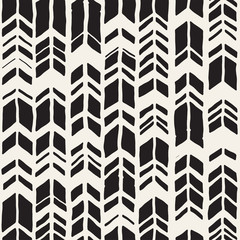 Seamless hand drawn style chevron pattern in black and white. Abstract vector background