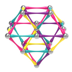 Children's magnetic toy in the form of a hourglass, inverted pyramid, 3D rendering.