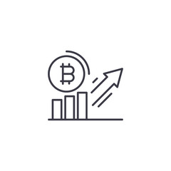 Bitcoin demand increase linear icon concept. Bitcoin demand increase line vector sign, symbol, illustration.