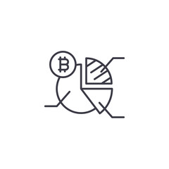 Bitcoin market analysis linear icon concept. Bitcoin market analysis line vector sign, symbol, illustration.