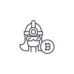 Bitcoin miner linear icon concept. Bitcoin miner line vector sign, symbol, illustration.