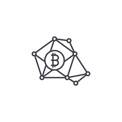 Bitcoin transactions linear icon concept. Bitcoin transactions line vector sign, symbol, illustration.