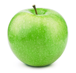 Fresh green apple fruit isolated on the white background with clipping path. One of the best isolated apples that you have seen.