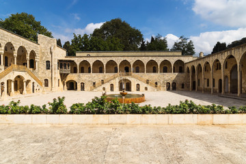Fototapeta na wymiar Total view of courtyard at Emir Bachir Chahabi Palace Beit ed-Dine in mount Lebanon Middle east, Lebanon