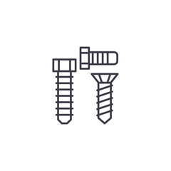 Bolts screws linear icon concept. Bolts screws line vector sign, symbol, illustration.