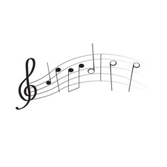 Set of musical notes on a pentagram