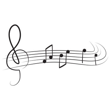 Set of musical notes on a pentagram