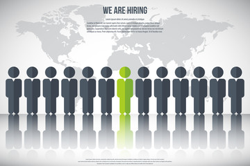 Human resources - we are hiring, poster, web banner, human resources concept, EPS10 vector