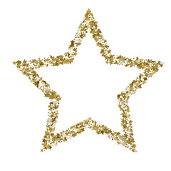 Golden star vector banner on white background. Gold glitter star. Gold template star for banner, card, vip, exclusive, certificate, gift, luxury, privilege, voucher, store, present, shopping