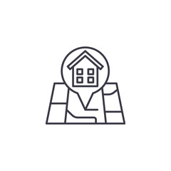 Building location linear icon concept. Building location line vector sign, symbol, illustration.