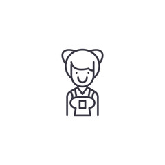 Bus girl linear icon concept. Bus girl line vector sign, symbol, illustration.