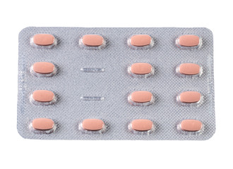 Pack of pills isolated on white background