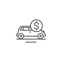 Car price linear icon concept. Car price line vector sign, symbol, illustration.