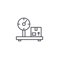Cargo weighing linear icon concept. Cargo weighing line vector sign, symbol, illustration.
