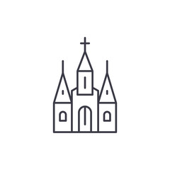 Cathedral linear icon concept. Cathedral line vector sign, symbol, illustration.