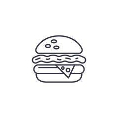 Cheeseburger linear icon concept. Cheeseburger line vector sign, symbol, illustration.
