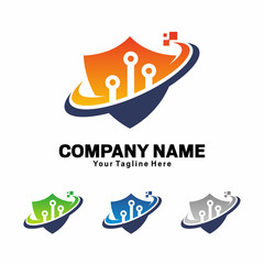 Shield Technology Logo Vector Element Design Template