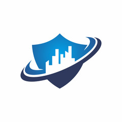 Fototapeta premium Shield City Logo Vector Element Design Template
