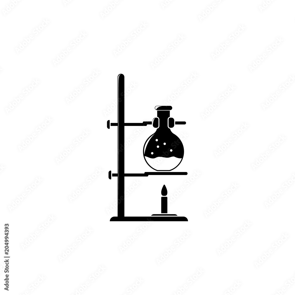 Poster flask on fire icon. element of science for mobile concept and web apps. detailed flask on fire icon 