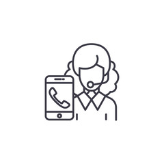 Client service linear icon concept. Client service line vector sign, symbol, illustration.