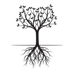 Black Spring Tree. Vector Illustration.